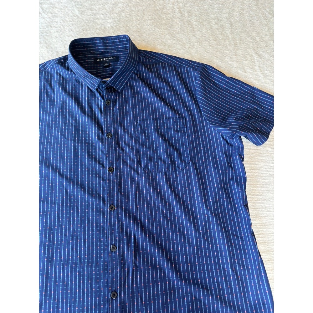 Mizzen + Main Leeward Navy Blue Arrow Stripe Performance Shirt XXL Trim 1WS-0560
